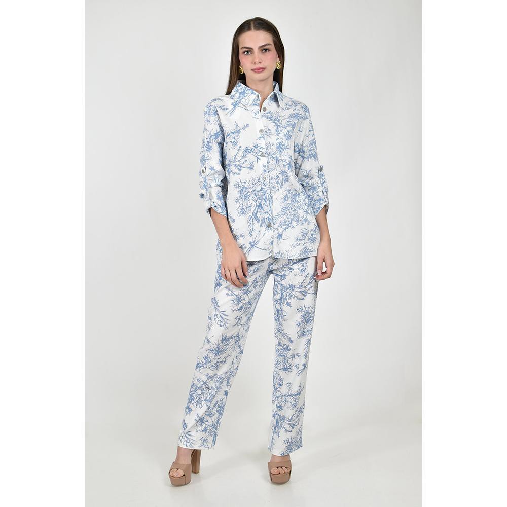Conjunto de lino estampado Roman Fashion /Juvenil, 9005 (Azul marino) image number null