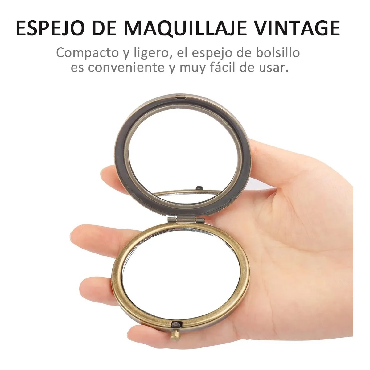4 Mini Espejo Compacto Plegable Espejo De Bolsillo Redondo image number null