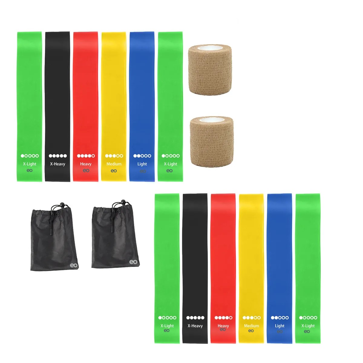 Set 12 Pzs Bandas Ligas De Resistencia Piernas + 2 Rollos Vendas image number null