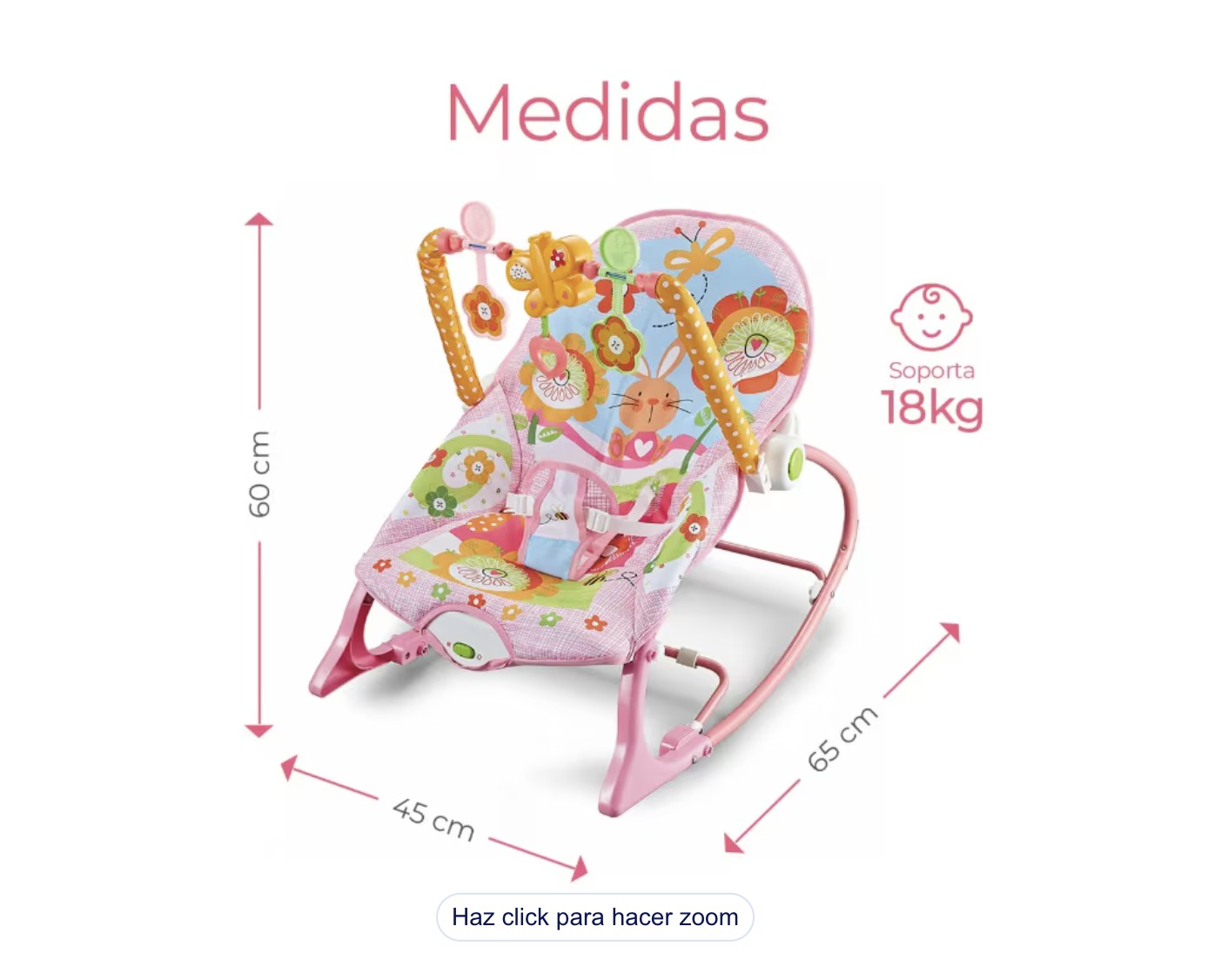 Silla Vibradora para Beb&eacute; Modelo Rosa image number null