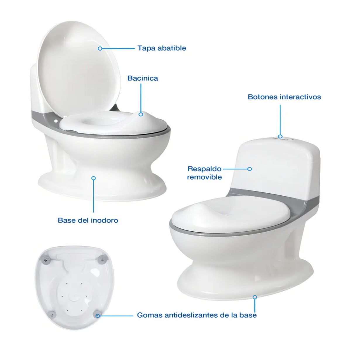 Entrenador para Ni&ntilde;os con Sonido Realista de Descarga de Agua Ba&ntilde;o Blanco image number null