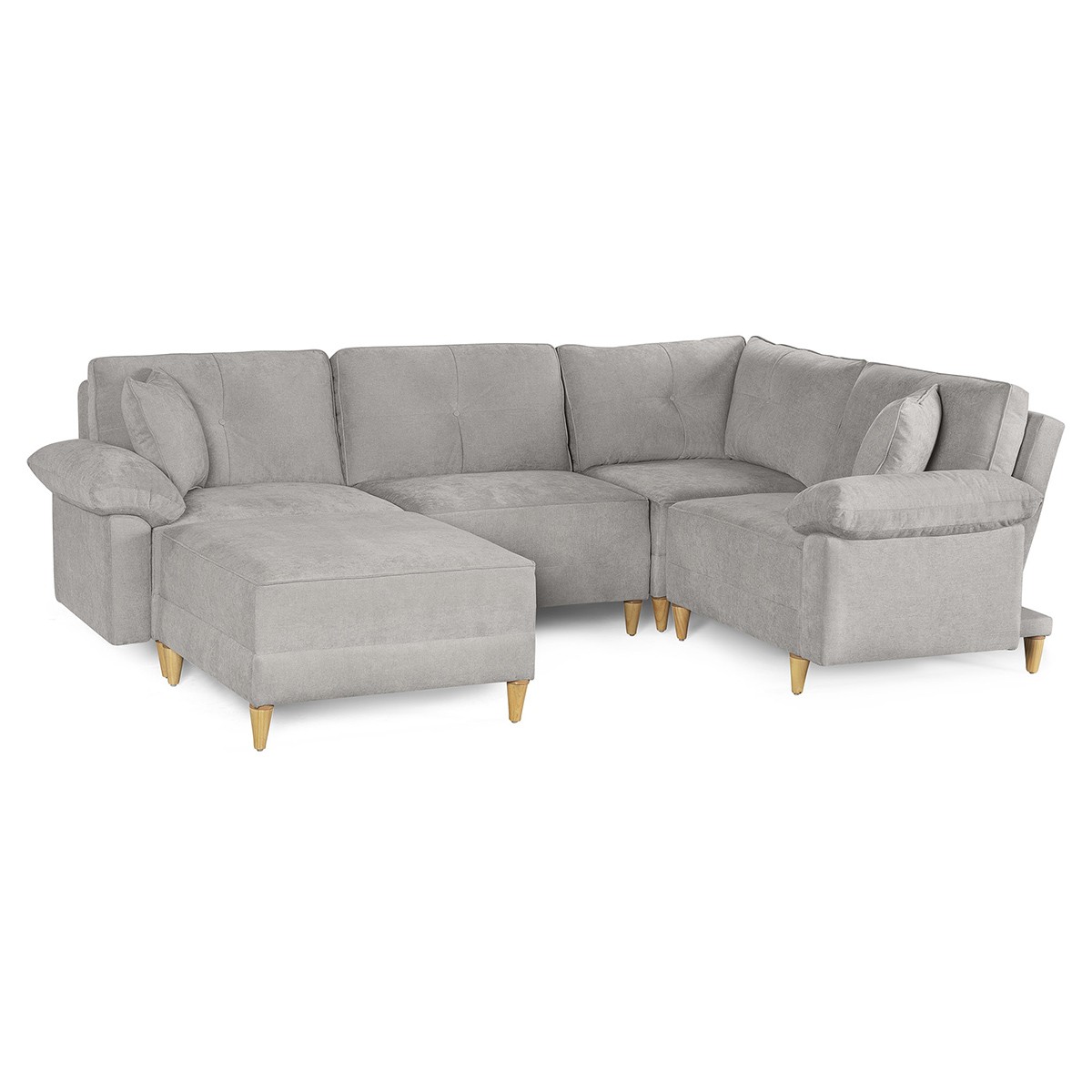 Sala de 5 mod&uacute;los Makora Maristella con Memory Foam, Color Gris Claro Chenille, Respaldo Reclinable de 3 Posiciones image number null