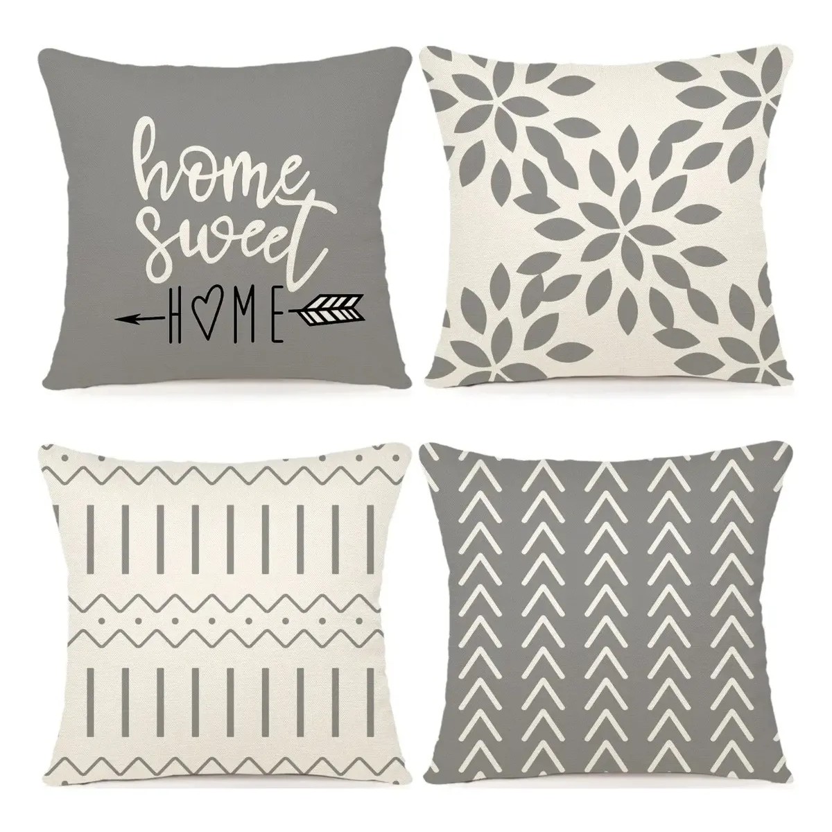 Fundas Para Cojines Estampadas De 45x45 Cm, 4 Piezas Color: Grey image number null