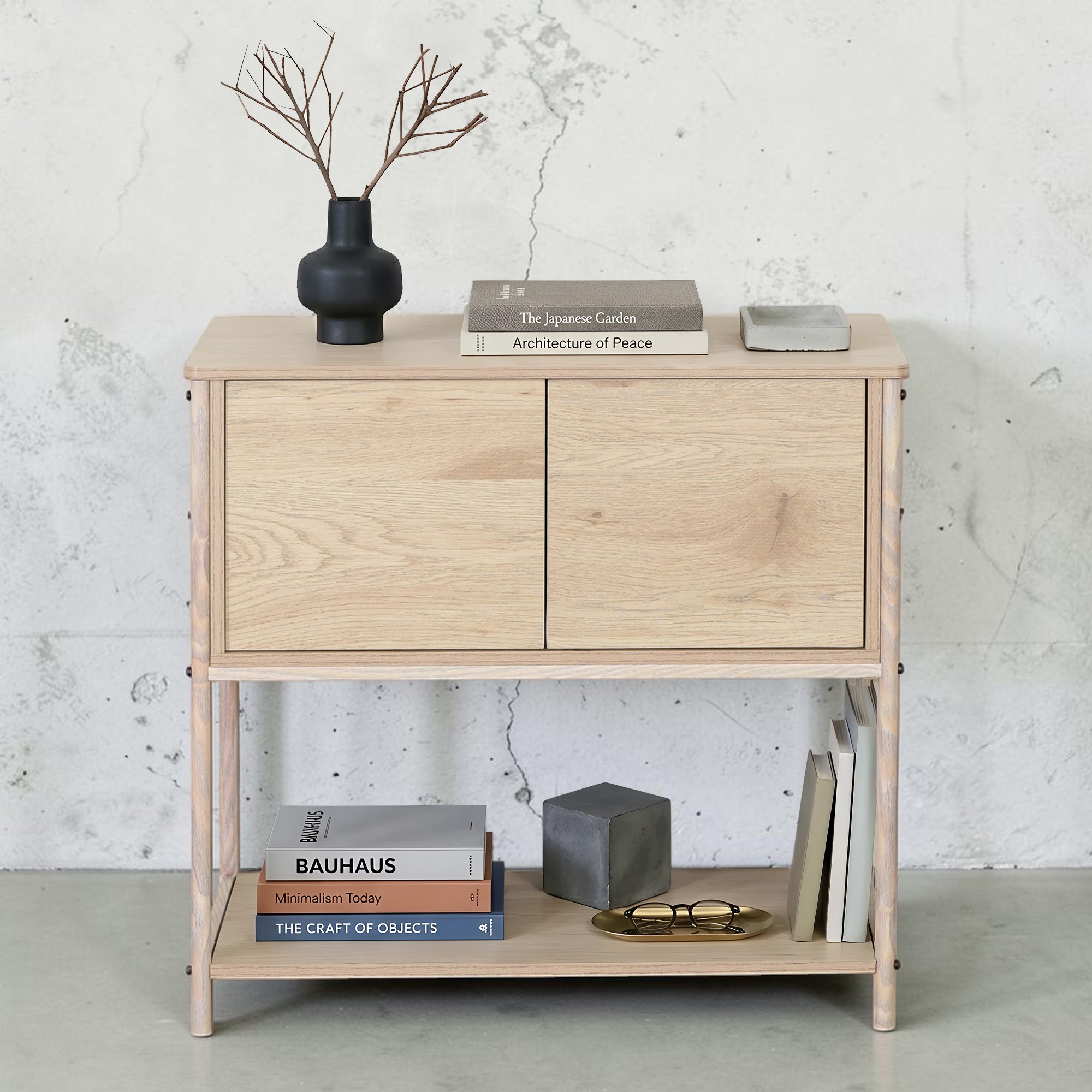 Ilios Innova | Consola Recibidor Minimalista de Madera Clara con Puertas, Mueble Auxiliar Compacto y Resistente image number null