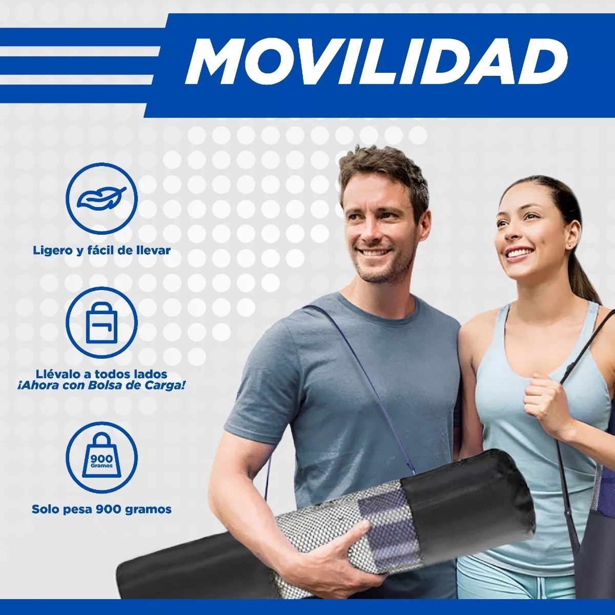 Tapete Antideslizante De Yoga Mat Tpe Con L&iacute;neas De Gu&iacute;a Color Azul image number null