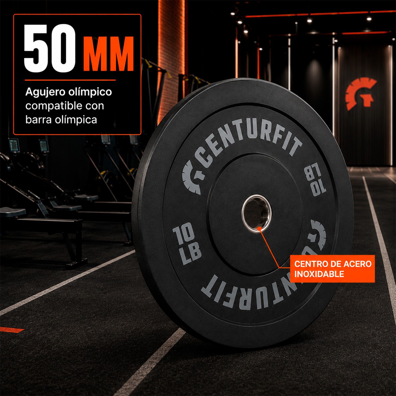 Par Disco Bumper Olimpico Libras Centro Acerocaucho Crossfit Gris Centurfit image number null