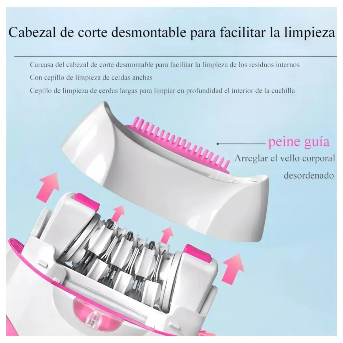 Depiladora Corporal Femenina Recargable Piernas Axila Bikini Rosa image number null