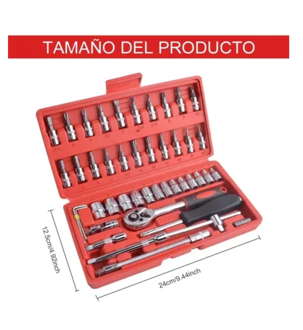 Juego De 46 Piezas Herramientas Mec&aacute;nicas Malubero Estuche Rojo image number null