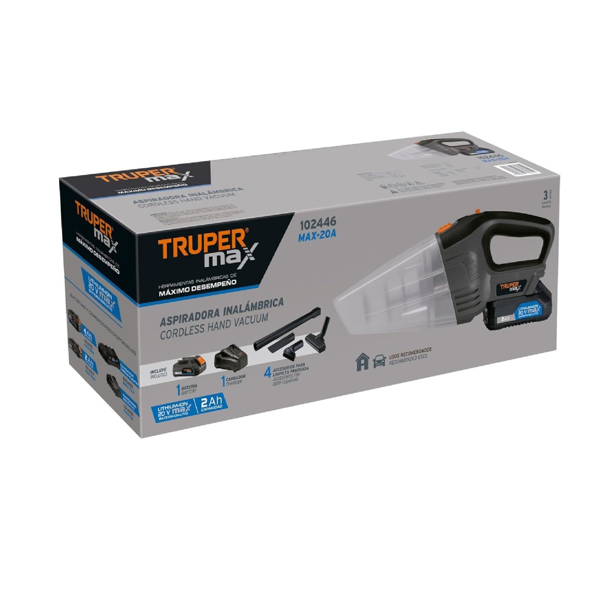 Aspiradora Inal&aacute;mbrica 20V Truper MAX-20A Filtro Lavable y Reutilizable ENDY3 image number null