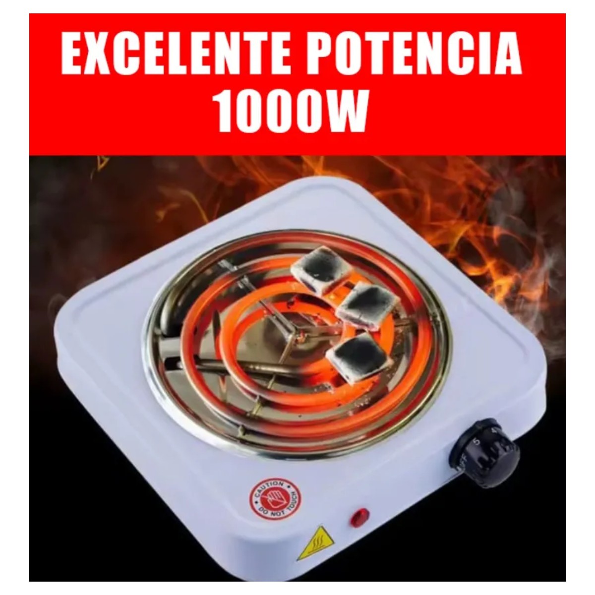 Parrilla El&eacute;ctrica Acero Inoxidable 1 Quemador Blanco image number null