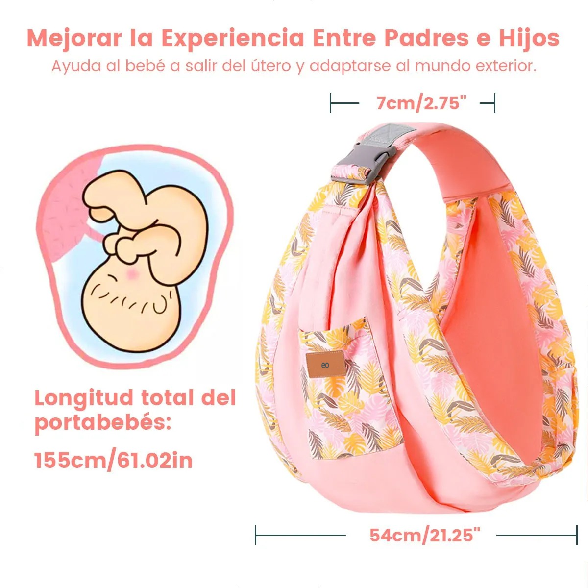 Mochilla Ergon&oacute;mico Cangurera Beb&eacute; Portabeb&eacute;s Rosa image number null
