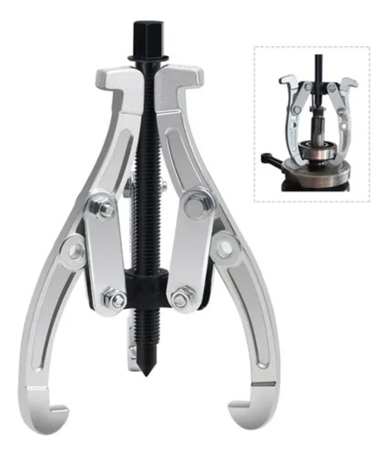 6 Pulgadas Extractor De Poleas Con 3 Brazos Reversible Plata image number null