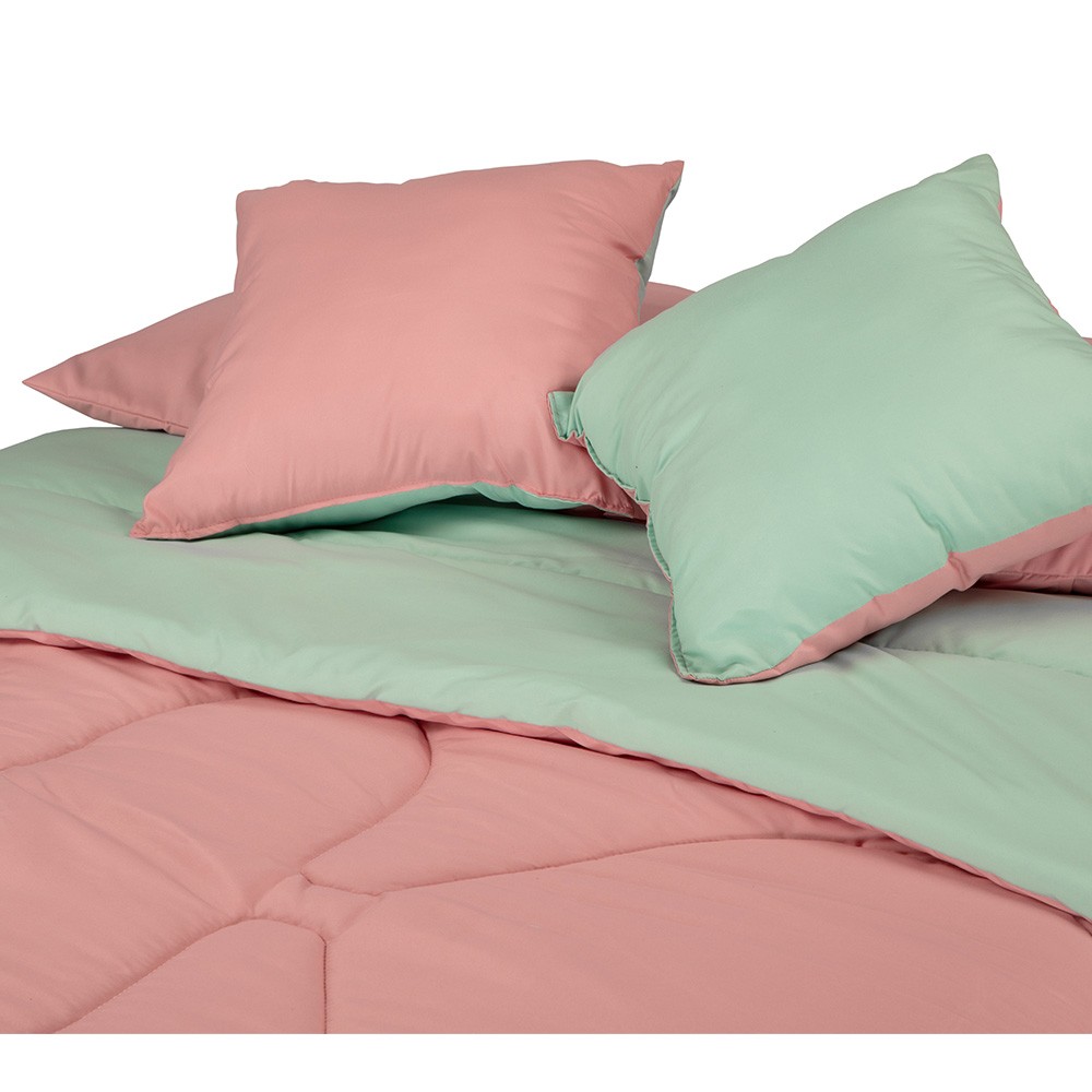 Edred&oacute;n King Size Dicasa Couzy Doble Vista Rosa con Menta con Almohada 2 Pack image number null