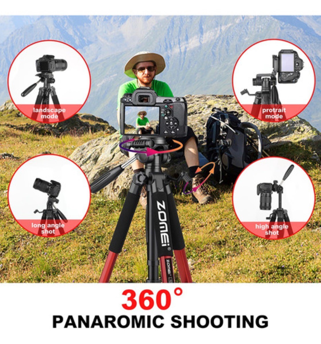 Tripie Para Fotograf&iacute;a Y Video Para Camaras Negro con Rojo. image number null