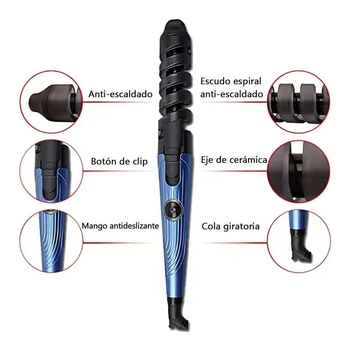 "Kit Plancha 450&deg; + Rizador + Peine Cabello Gama Titanio Pro Color Azul " image number null