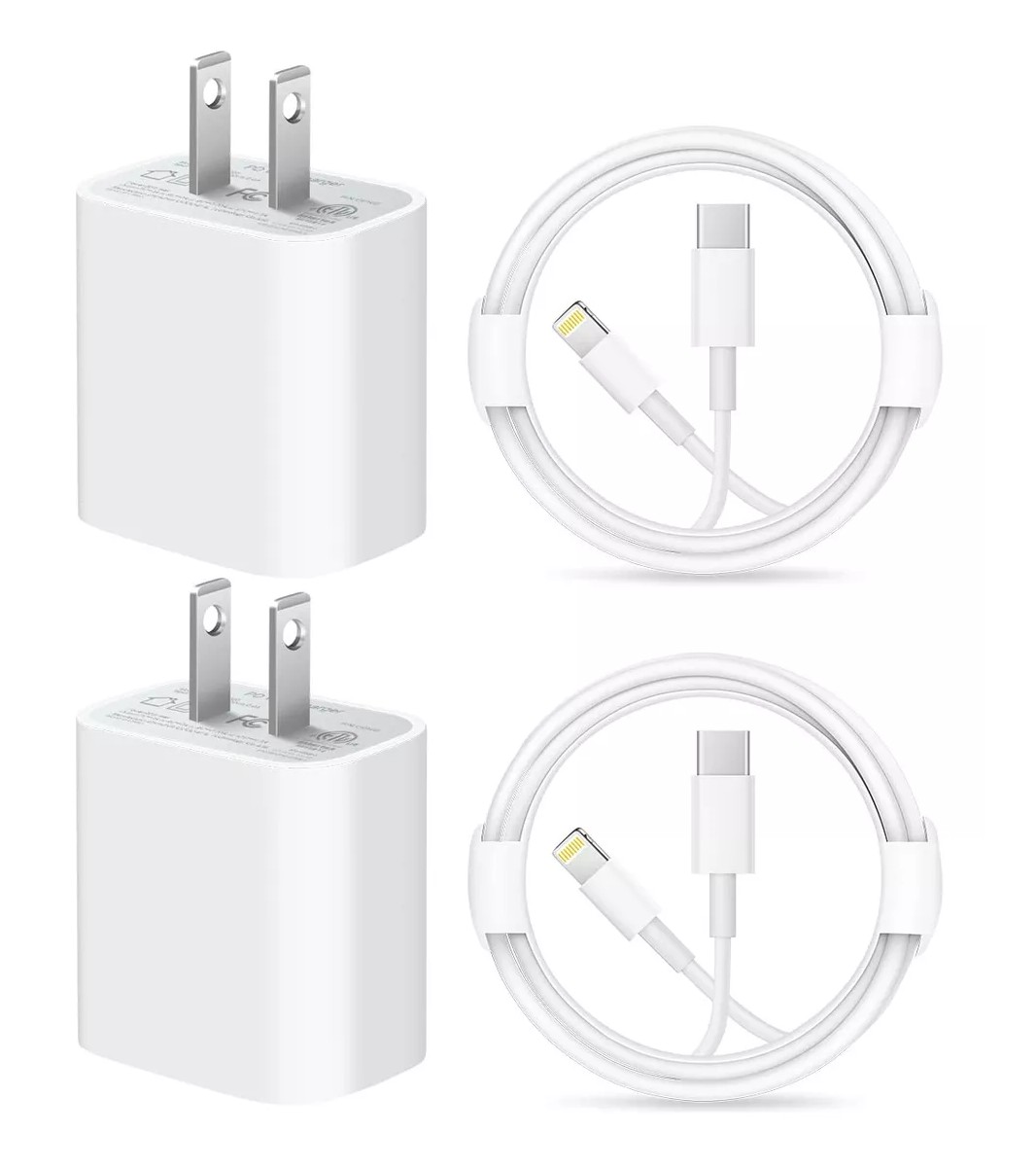 2 Pcs 20w Cargador De Carge R&aacute;pida Para X 11 12 13 14 Blanco image number null
