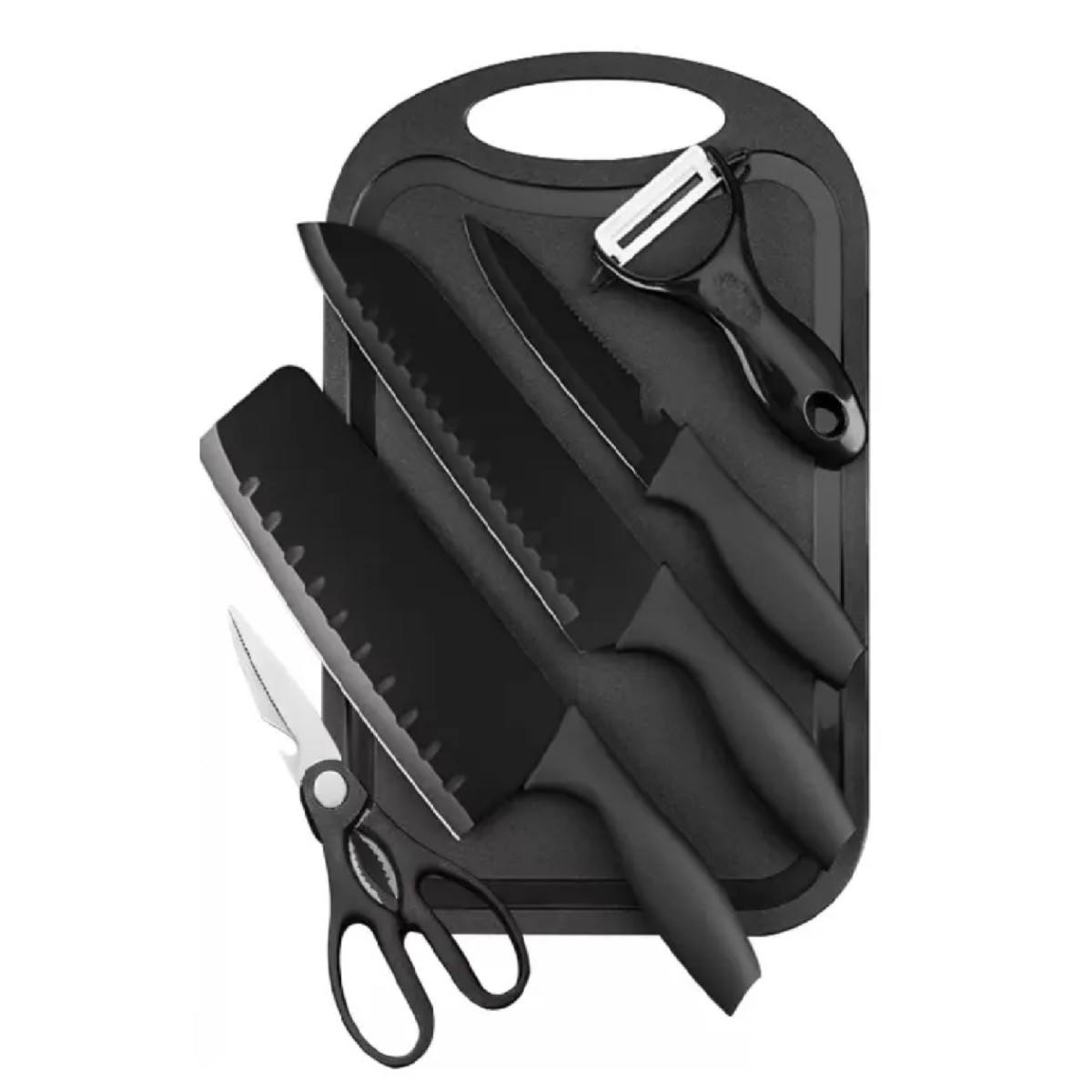Juego De Cuchillos 10 Pz Cocina Acero Inoxidable Y Pelado Negro image number null