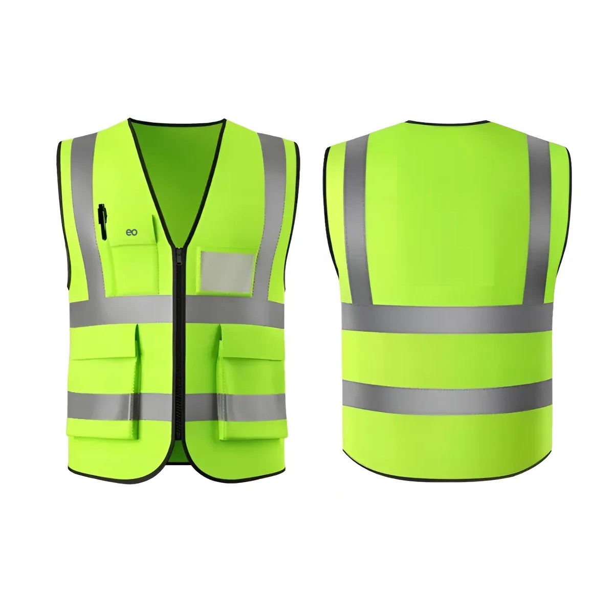 5 Piezas Chaleco De Seguridad Industrial Alta Reflejante Verde Flourecente image number null