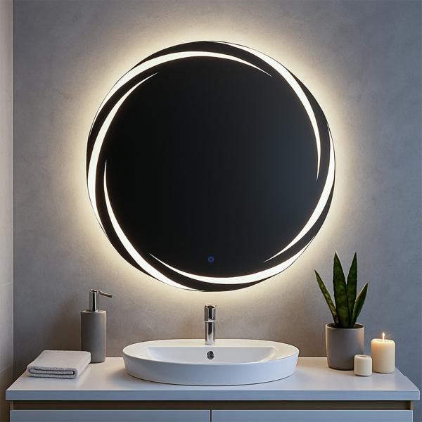 Espejo de Pared Redondo Tulum con Luz LED Decorativa para Ba&ntilde;o o Rec&aacute;mara image number null