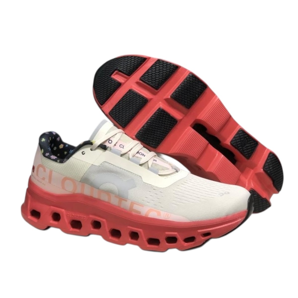 Tenis On Cloud Cloudmonster para mujer color blanco con suela de goma rosa talla 24 cm image number null