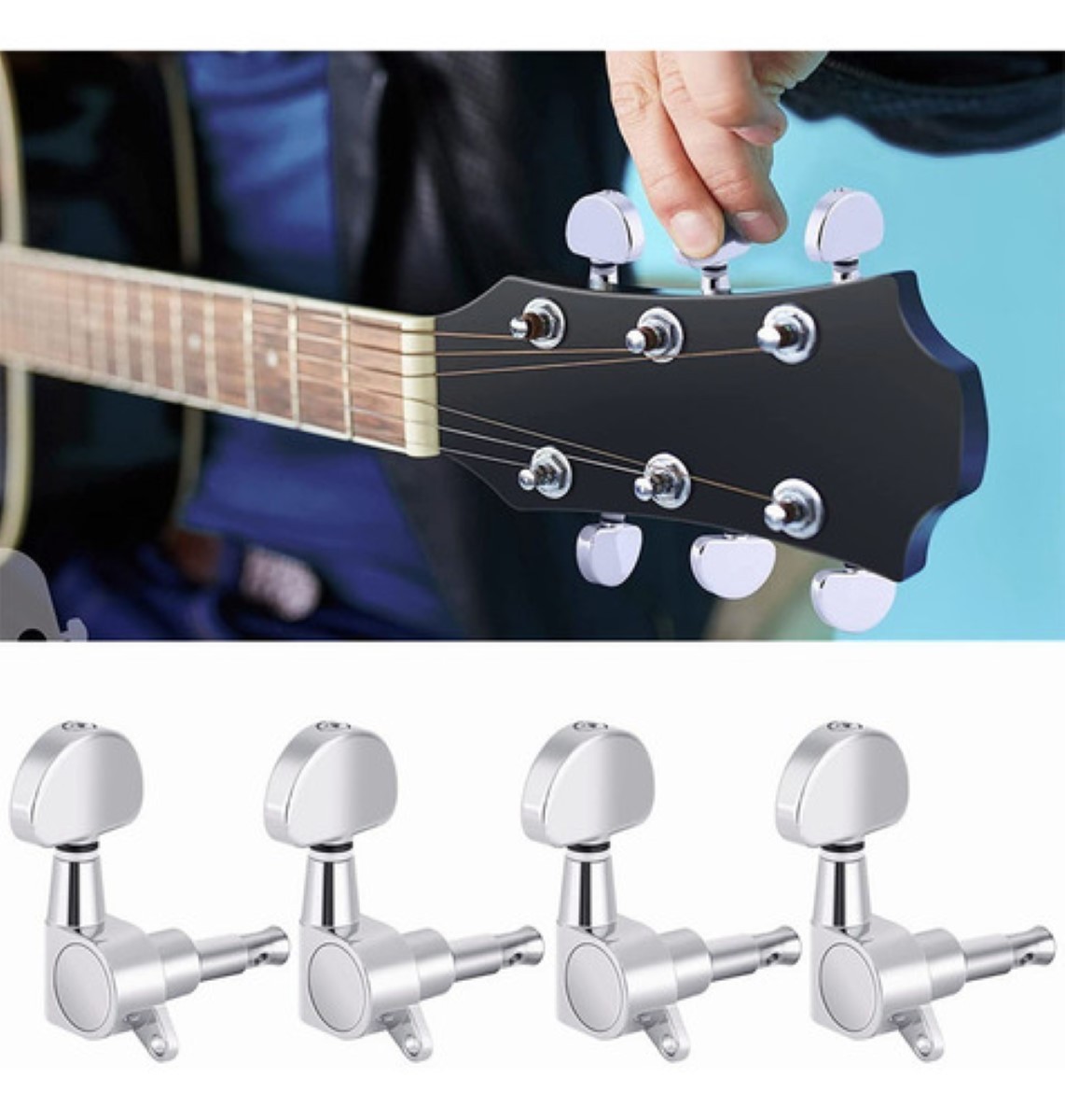 6 Clavijas De Afinaci&oacute;n Para Guitarra El&eacute;ctrica O Ac&uacute;stica plata image number null