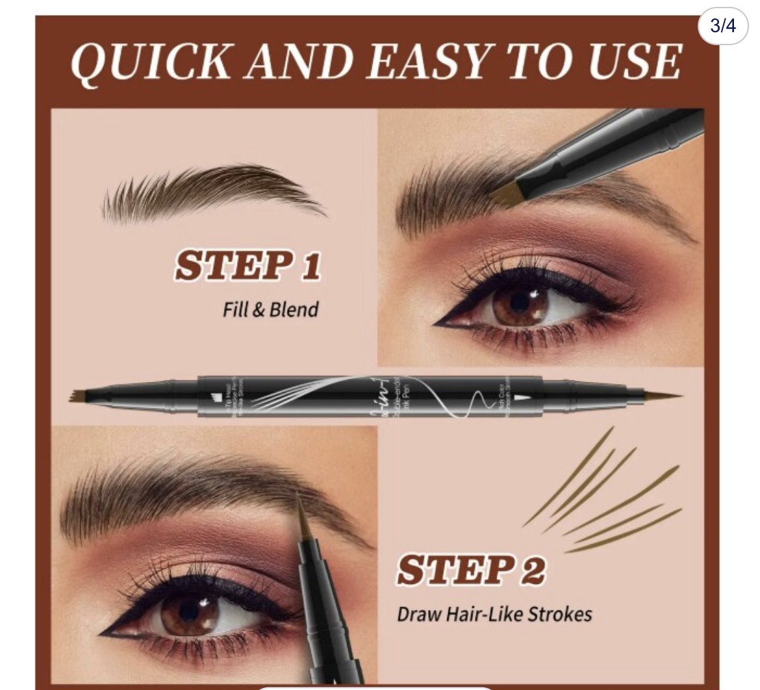 2 En 1 Delineado De Cejas Con 2 Puntas Y Pincel Modelo Negro image number null