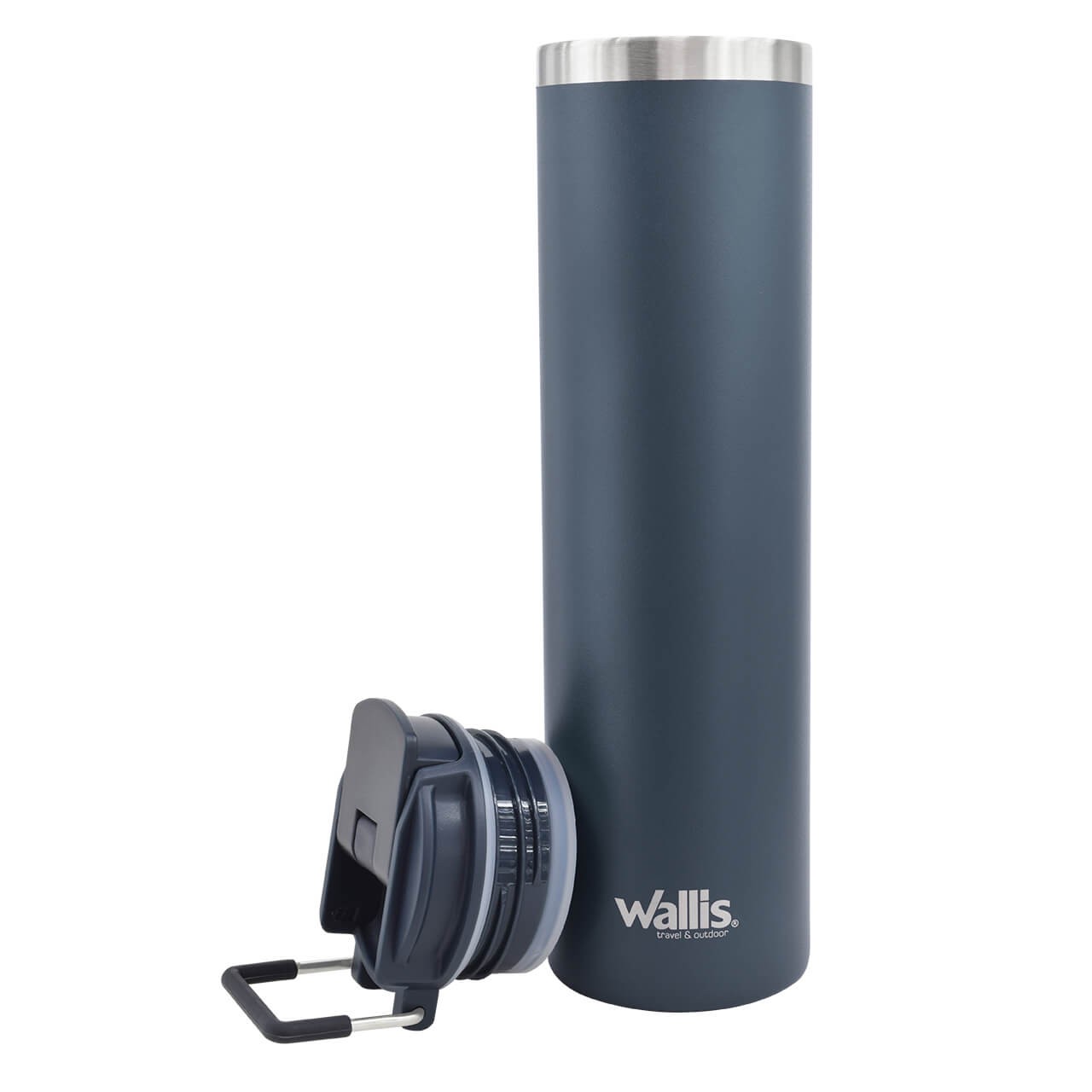 Vaso t&eacute;rmico de acero inoxidable con tapa rosca y agarradera, 550 ml, B28906121, gris azulado oscuro mate image number null