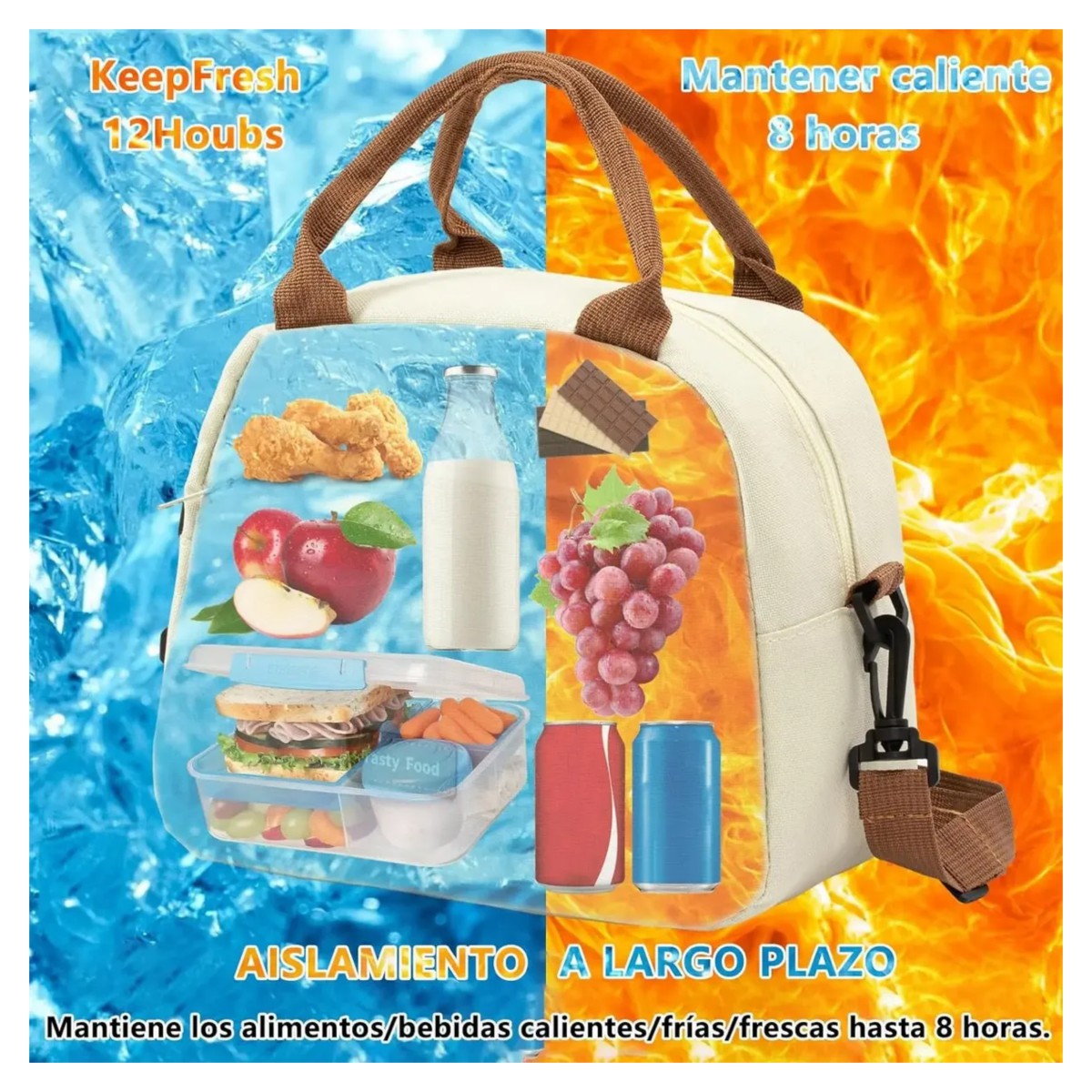 Lonchera T&eacute;rmica Bolsa Trabajo Port&aacute;til 9.5l Color Beige image number null
