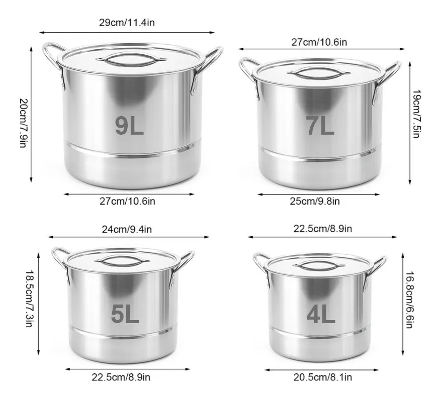 OFERTA Juego De Vaporera 15pzs Ollas De Acero Inoxi Inducci&oacute;n 25l Plateado image number null