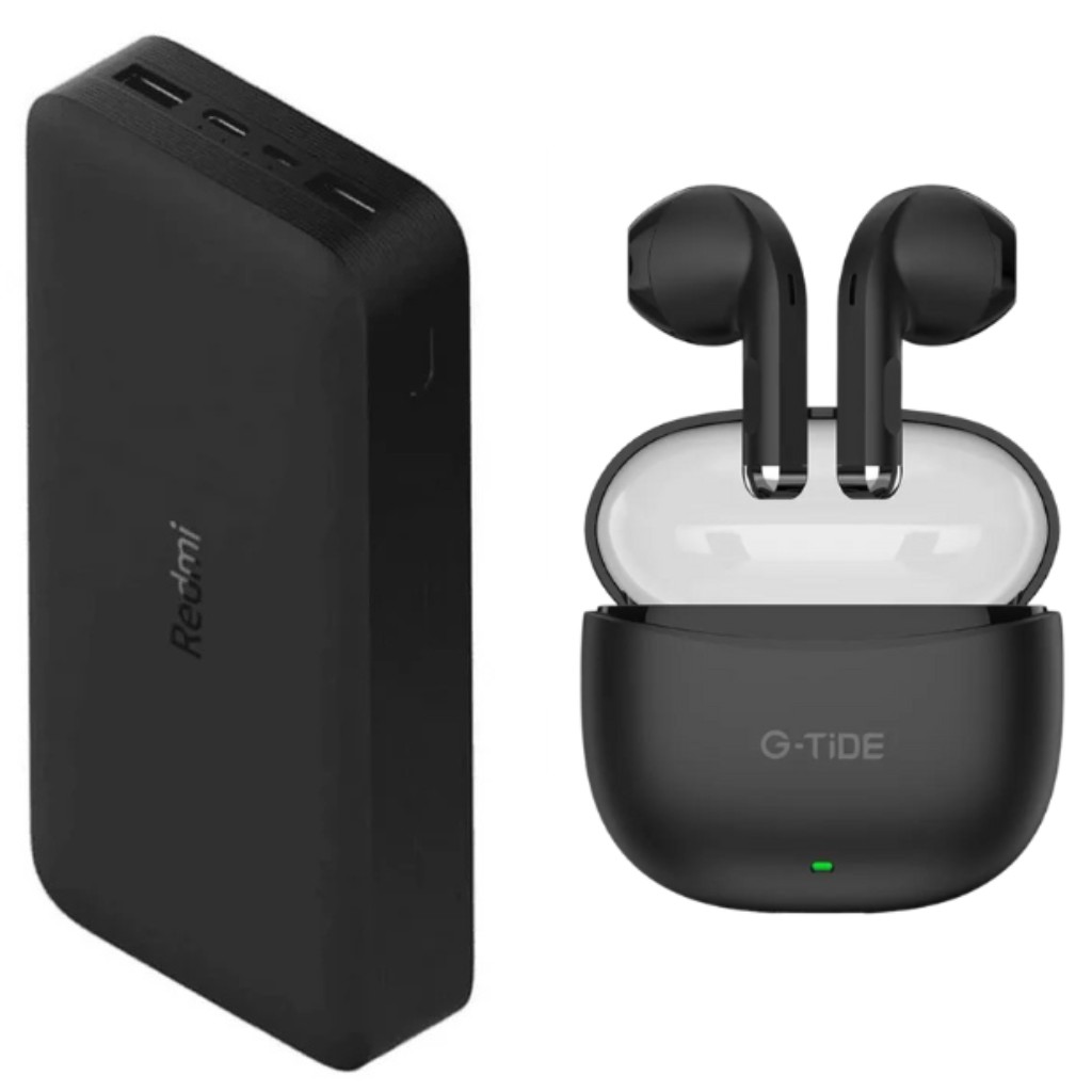 Xiaomi Redmi Power Bank 20000mah + Aud&iacute;fonos Bluetooth G-tide L21 image number null