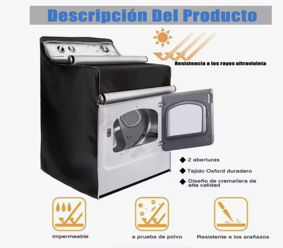 Funda para Lavadora Arizona Impermeable Modelo Negro image number null