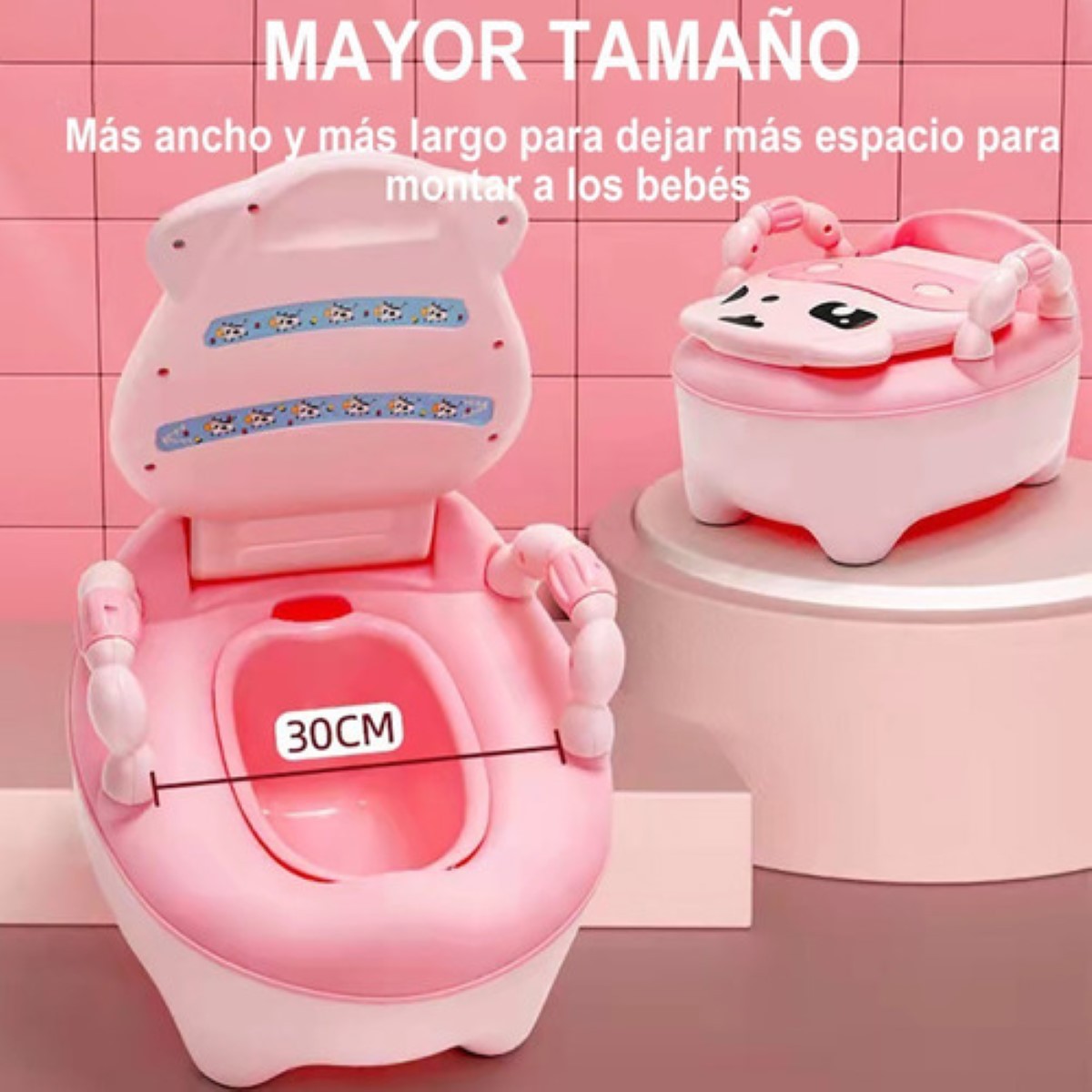 Ba&ntilde;ito Entrenador Para Beb&eacute;s Con Asiento Acojinado Y Tapa rosa image number null