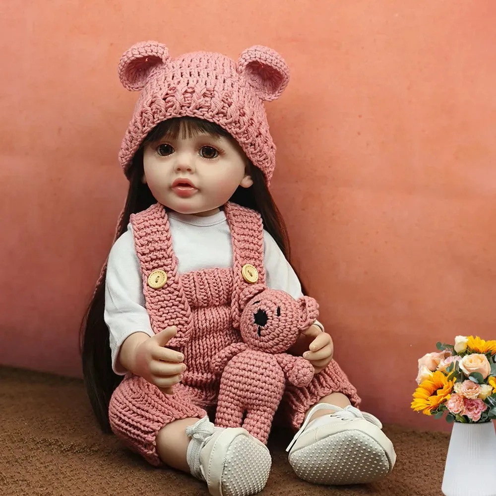 55 Cm Lindo Realista Reborn Beb&eacute; Mu&ntilde;ecas Ni&ntilde;o Silicona rosa image number null