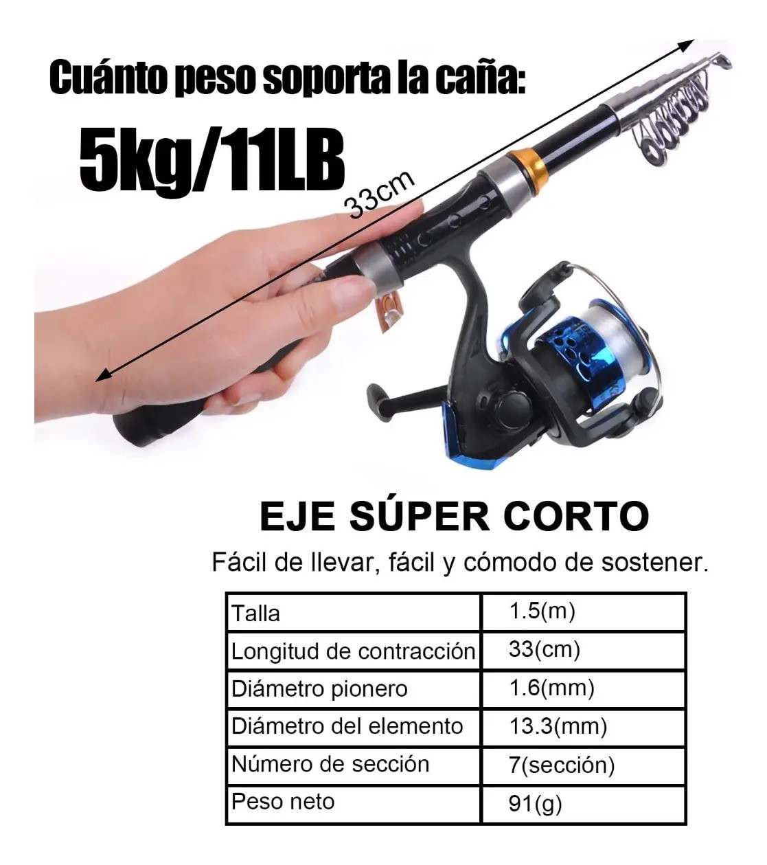 "1,5 M Juego De Ca&ntilde;a De Pescar Telesc&oacute;pica Y Carrete " image number null