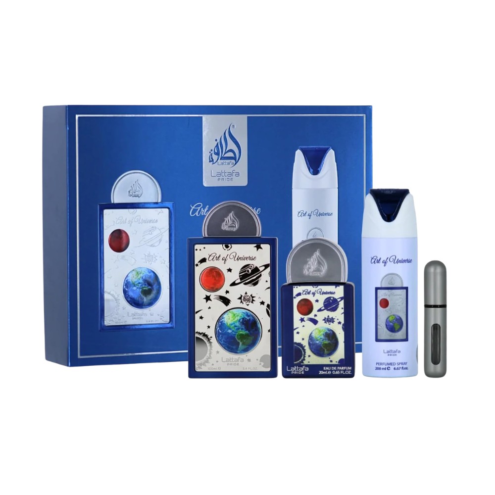 Set de Fragancias Lattafa Pride Art of Universe Unisex 3 Piezas EDP 100ml + EDP 20ml + Spray 200ml image number null