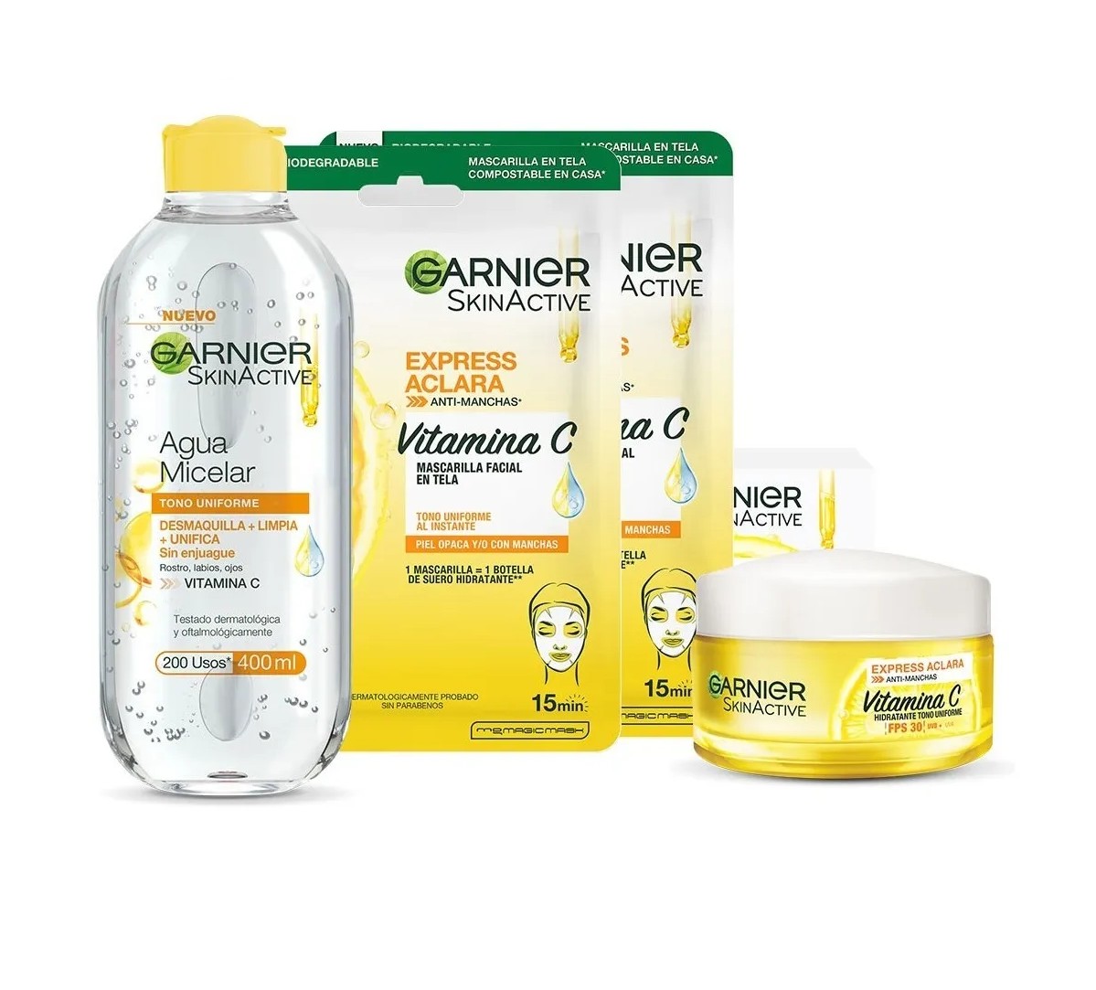 Kit Garnier Express Aclara: Crema + Agua Micelar + Mascaras image number null