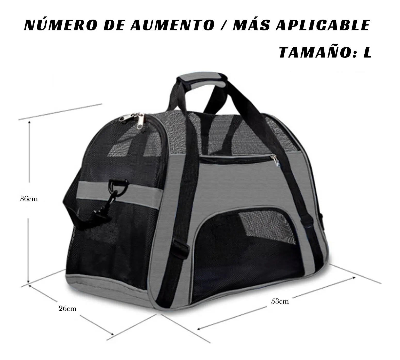 Transportadora Mascota Bolsa Port&aacute;til NEGRO GRIS image number null