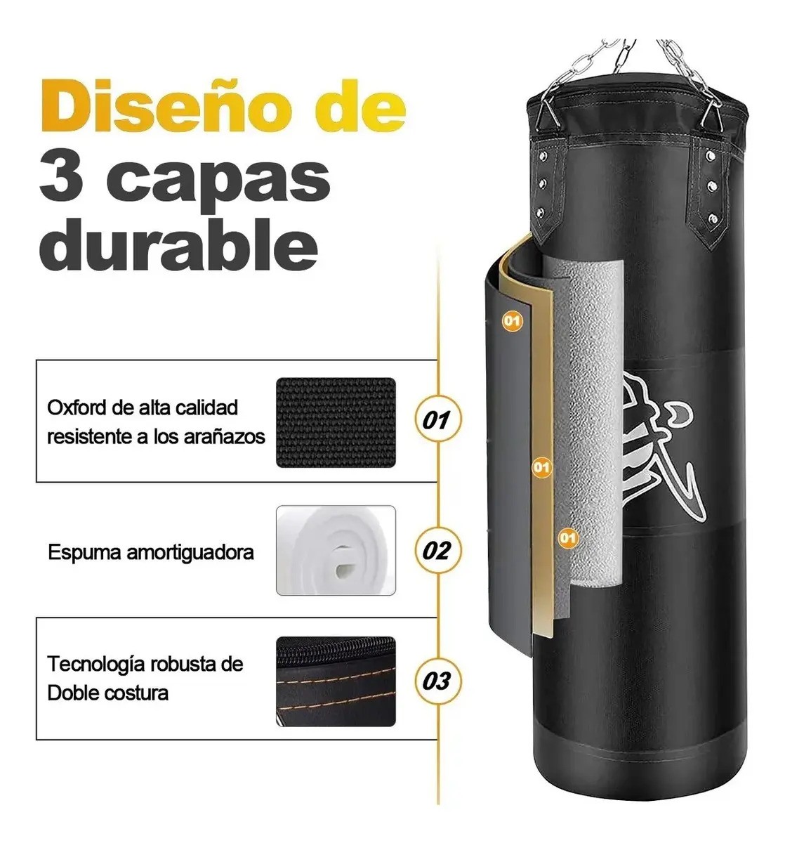 "Saco De Boxeo Profesional Kit De Costal De Box Con Guantes negro " image number null