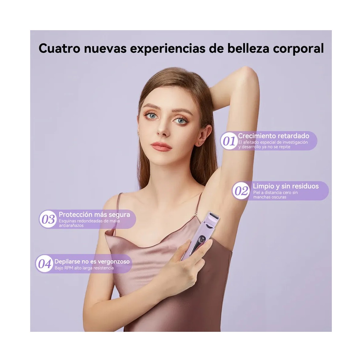 Depiladora Para Mujer De Bikini Electrica Doble Cabeza Violeta image number null