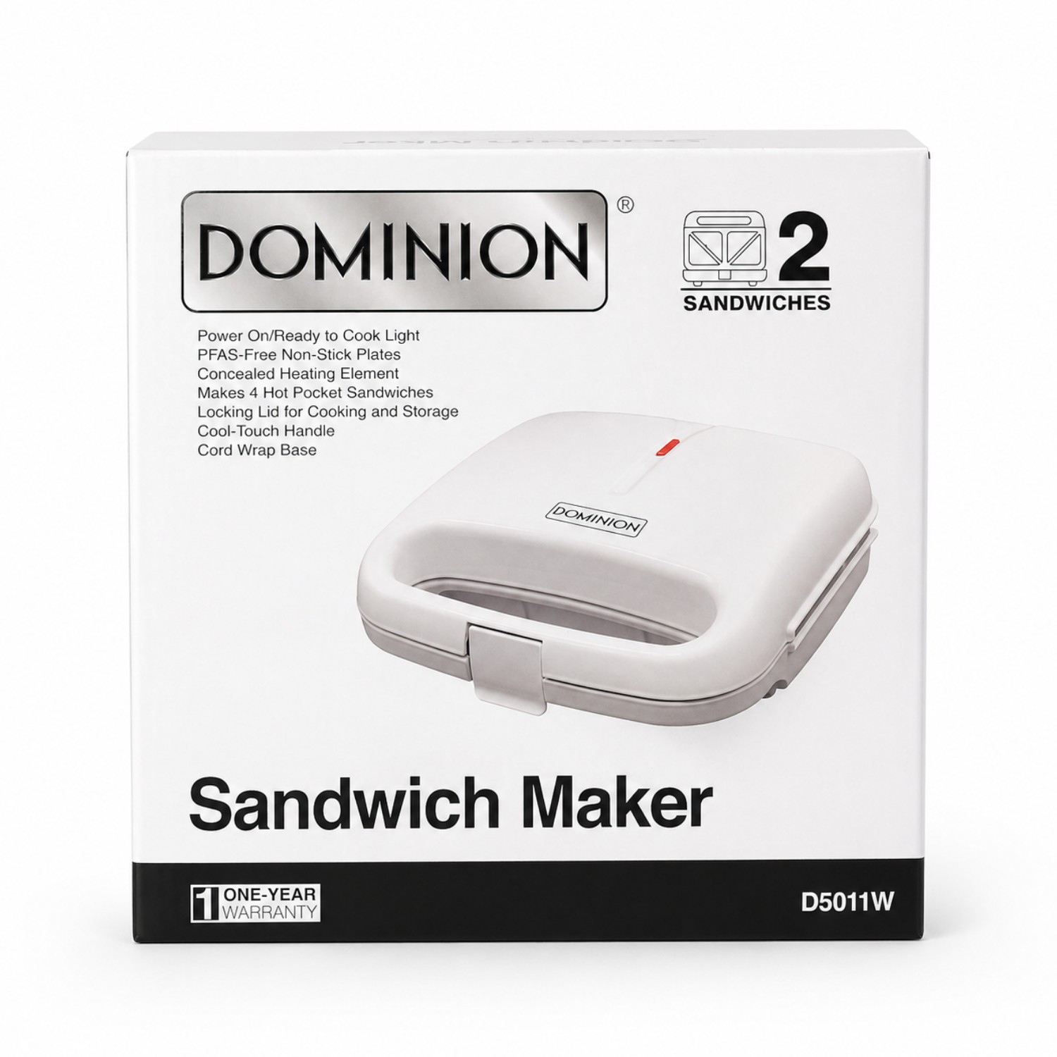 Sandwichera Dominion Blanca para 2 S&aacute;ndwiches Modelo Sandwich Maker image number null
