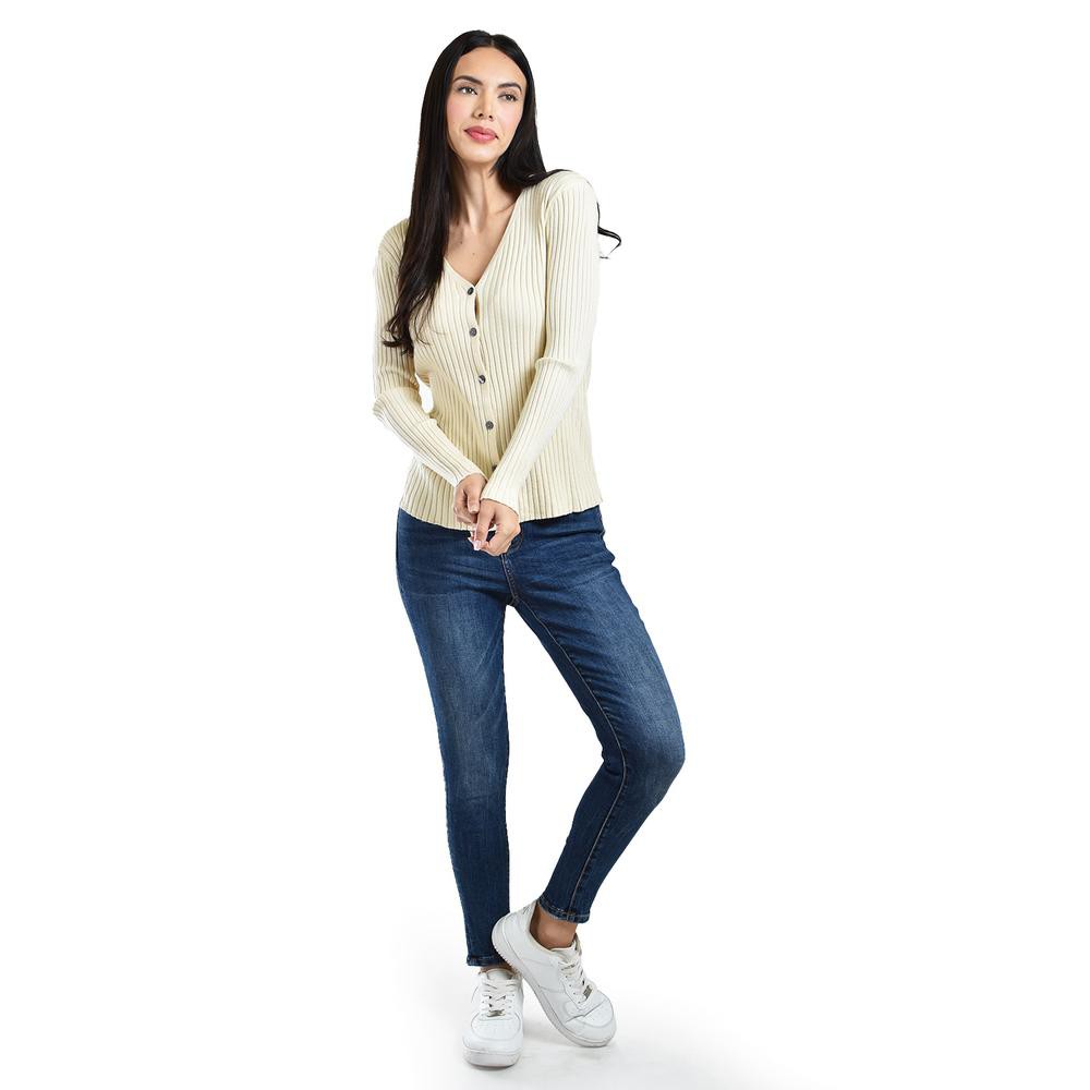 Sueter acanalado de manga larga Roman Fashion /Juvenil, 8930 (Beige) image number null
