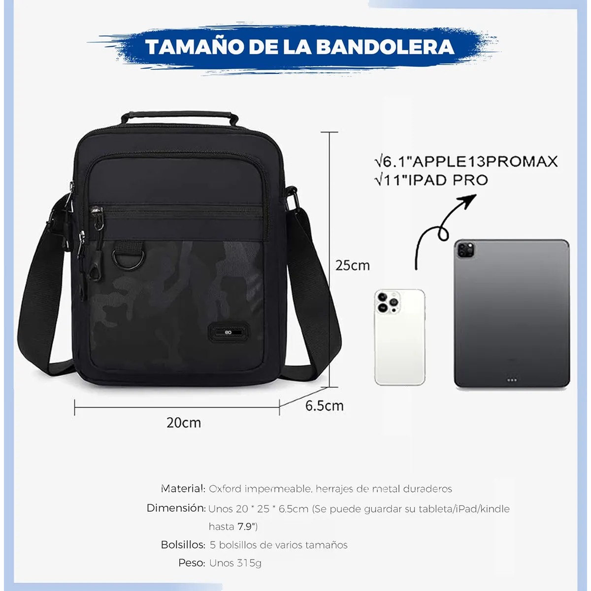 Bandolera Bolsa Cruzada Crossbody Bag Gran Capacidad image number null