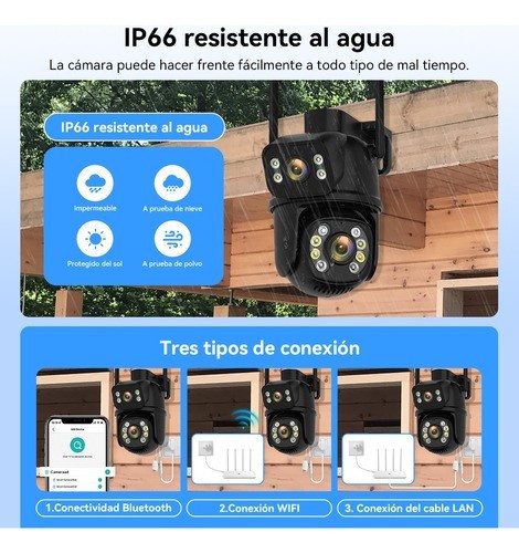 "C&aacute;mara De Seguridad Wifi Exteriores 8mp Con Tarjeta Sd 128gb negra " image number null