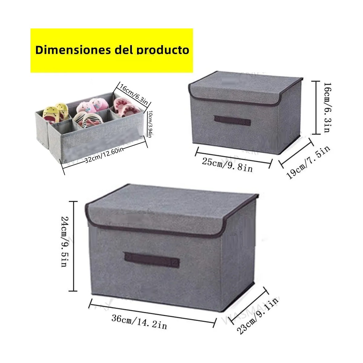 Cajas Organizadoras De Tela Plegables Cesto Con Tapas,8 Pzs image number null
