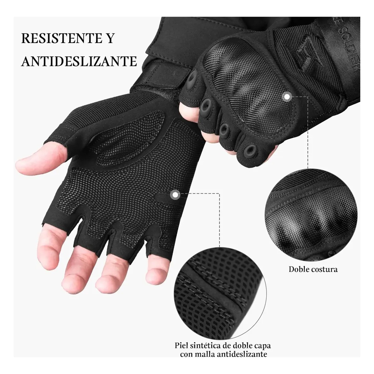 Rodilleras Y Codera T&aacute;ctica Y Guantes De Montar 6 Piezas Negro image number null