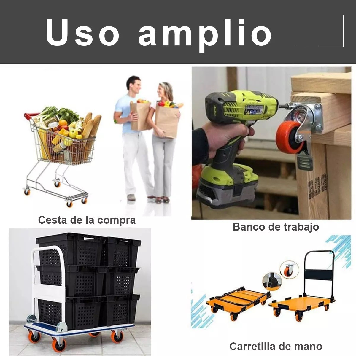 Rueda De Pvc 360 Grados Funci&oacute;n Giratoria Rodaja Con Freno 4 Pcs Naranja image number null