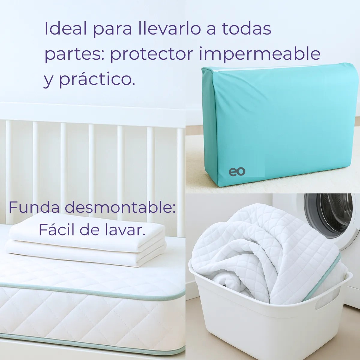 Colch&oacute;n Para Cuna, Corral. Medidas 1m X .70m Blanco image number null