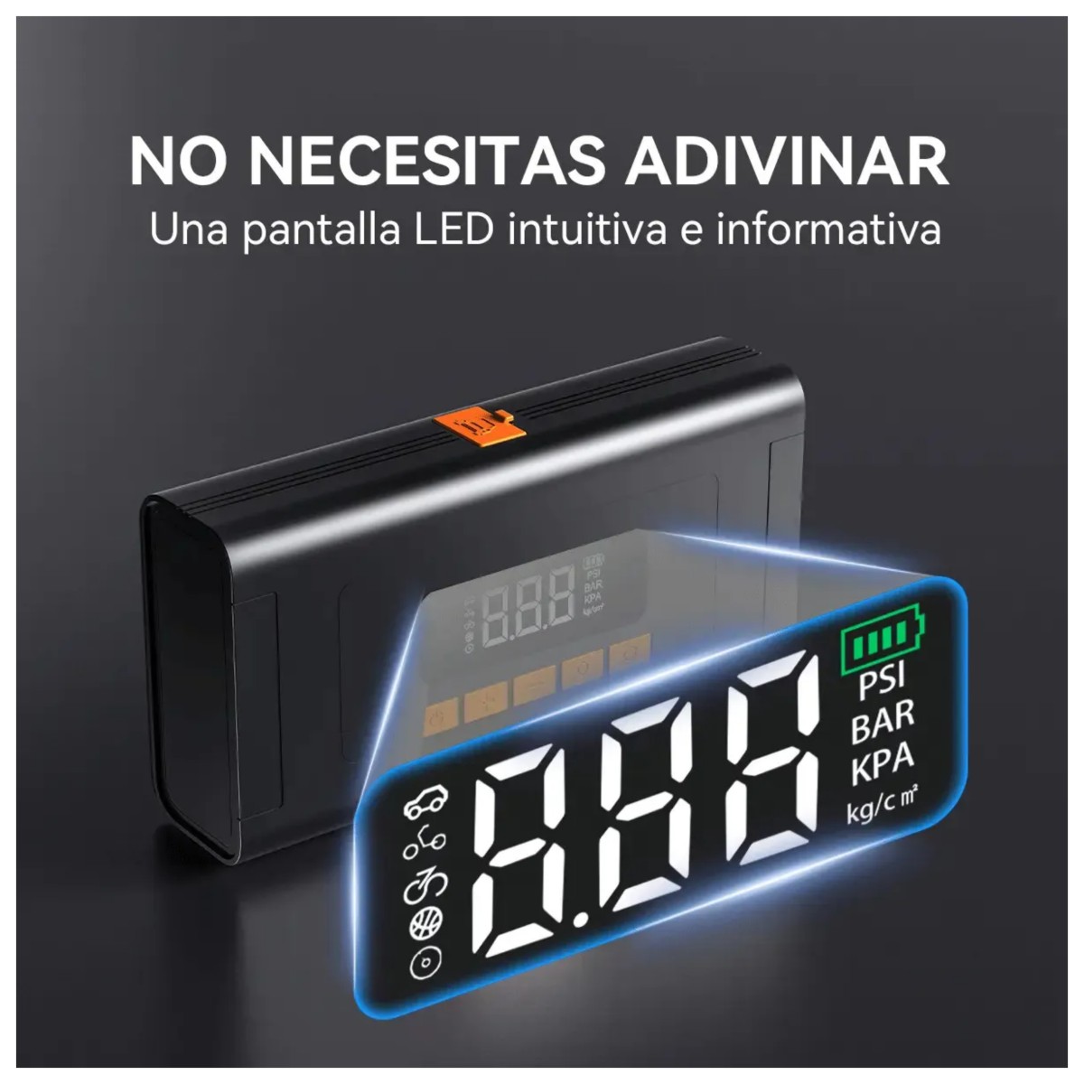 Arrancador De Bater&iacute;a Auto Port&aacute;til 9000a Inflador Con Lcd Negro image number null