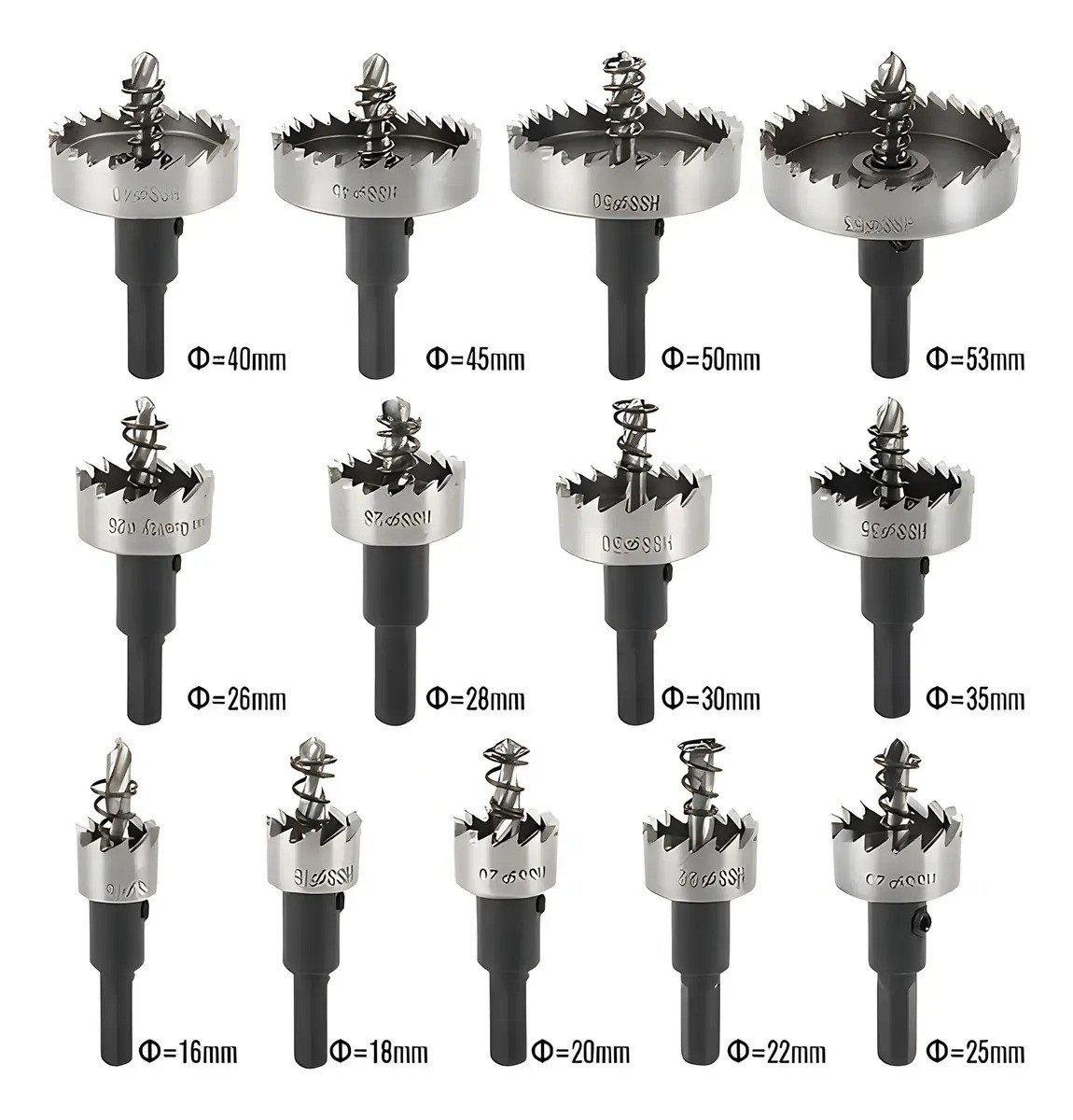 13 Brocas Sierras Corta Circulo Metal 16-53mm Plata image number null