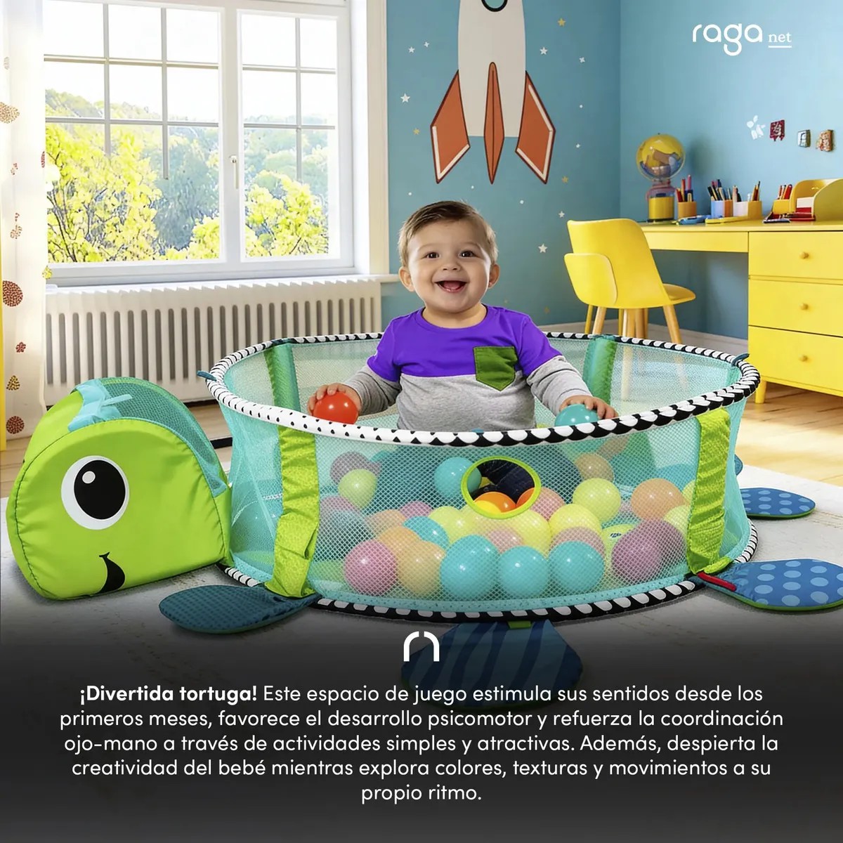 Gimnasio Para Bebe Tapete Pelotas Tortuga Actividades Ni&ntilde;os Verde image number null